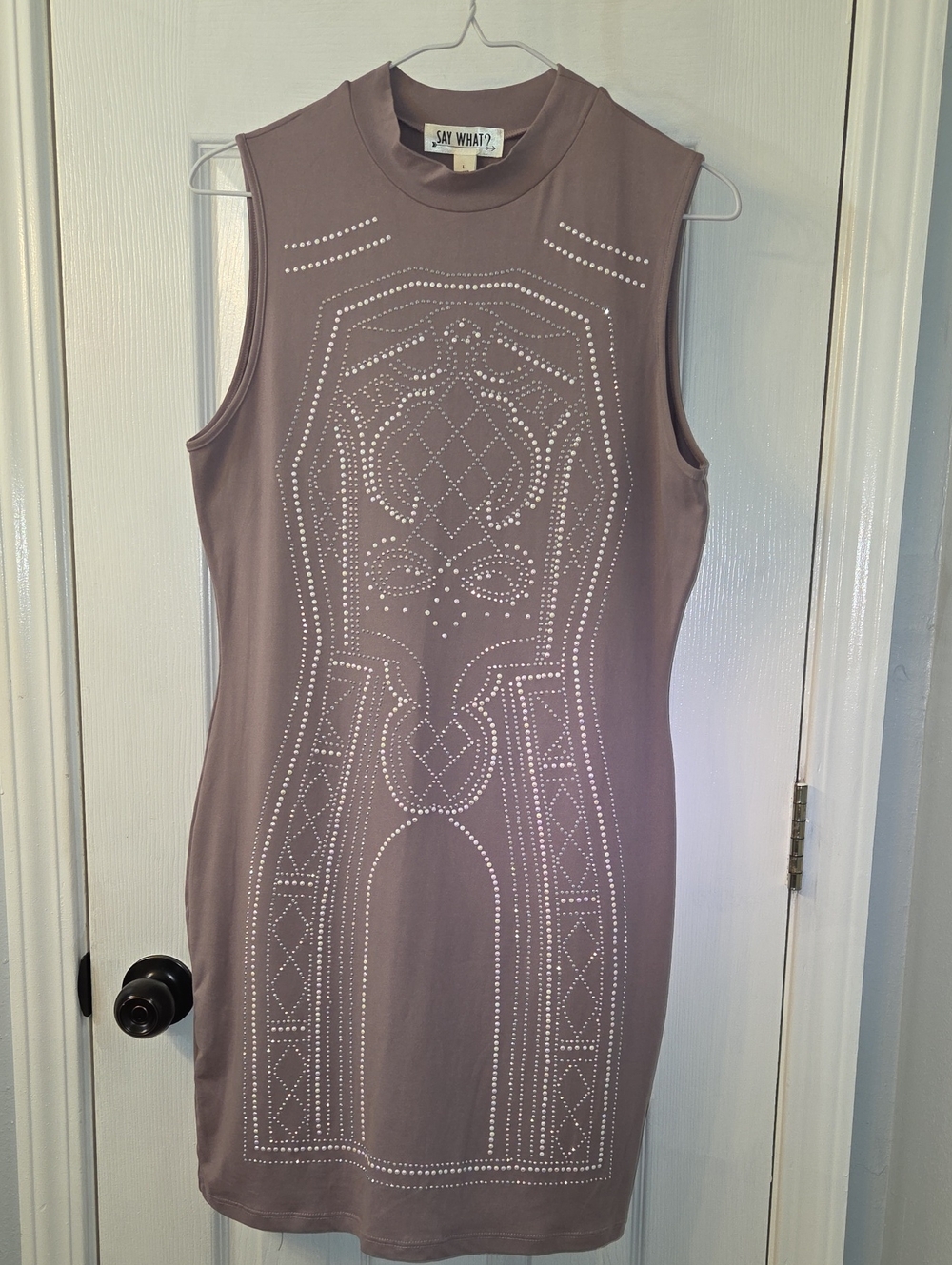 Say What? Mauve Studded Sleeveless Bodycon Dress